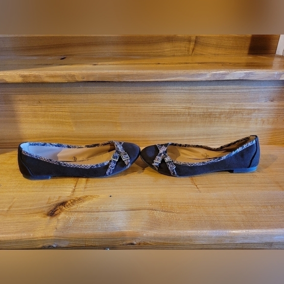 Dressbarn womens brown python detail rounded toe ballet flats 7W - Picture 5 of 8